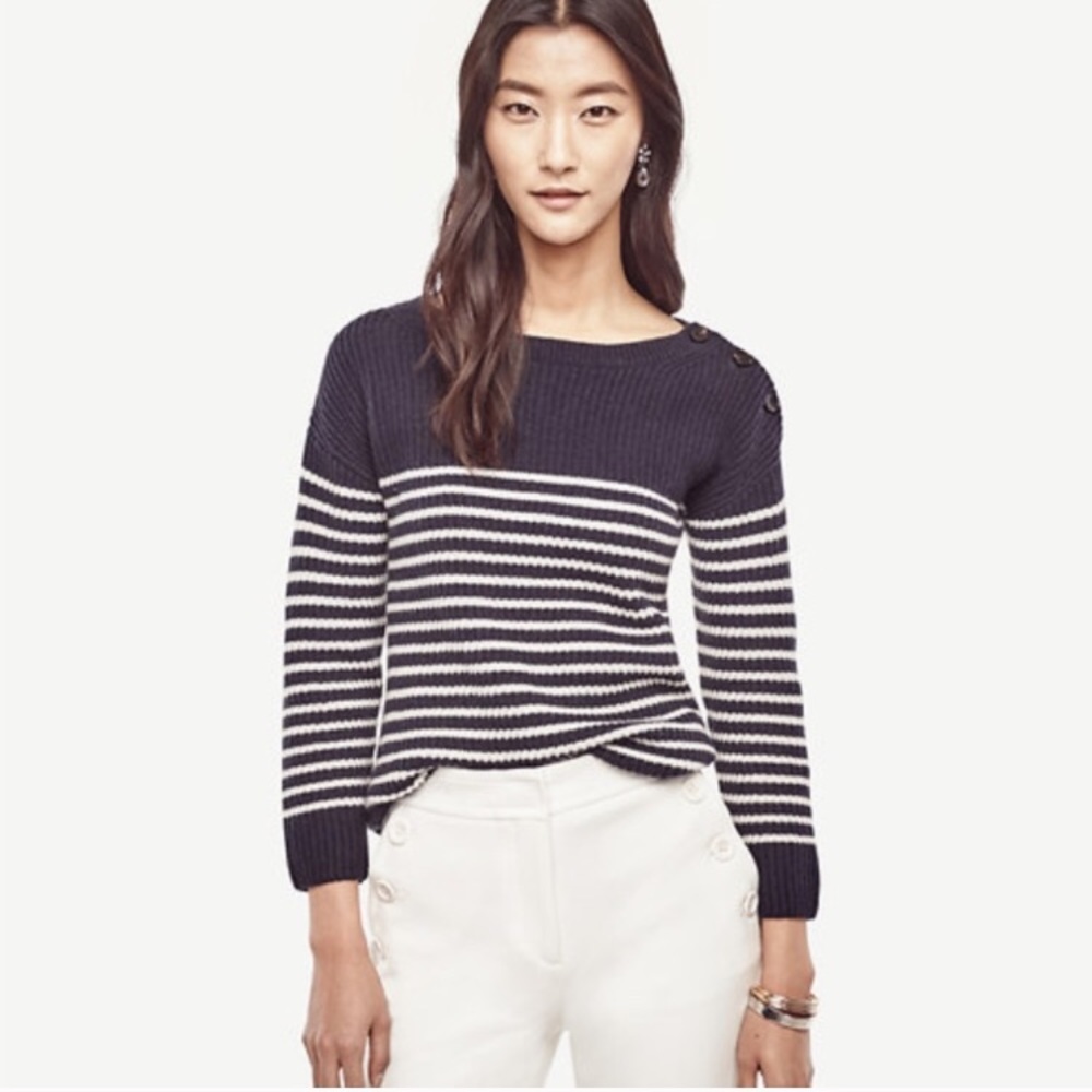 NWT Ann Taylor Cashmere Striped Sweater